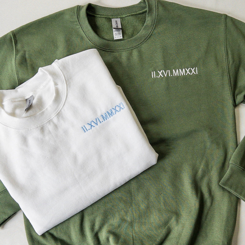 Personalised Couples' Clothing with Roman Numeral Date