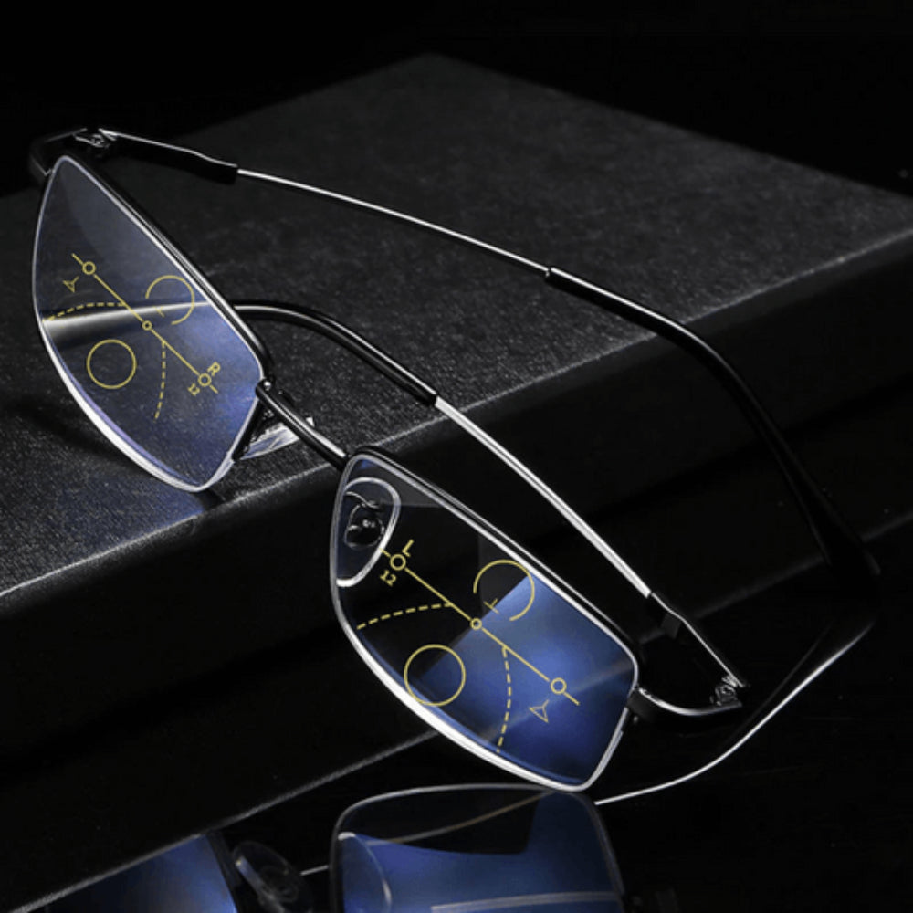 Progressive Multifocal Reading Glasses with Blue Light Filtering Lenses