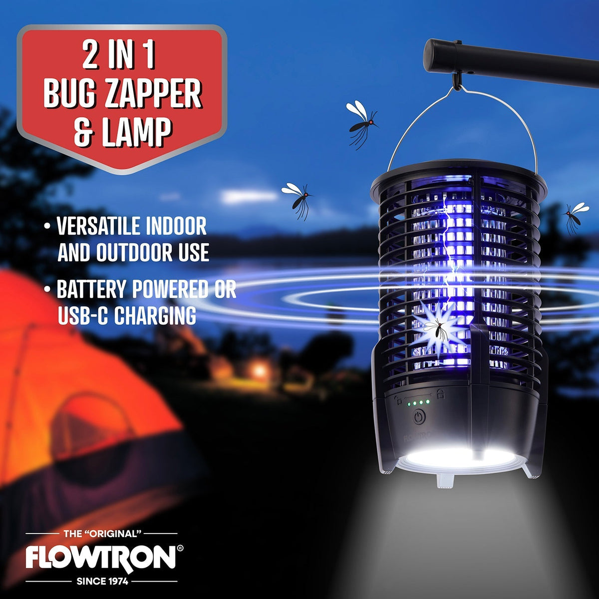 Rechargeable Bug Zapper Lamp with 2150 sq ft Coverage