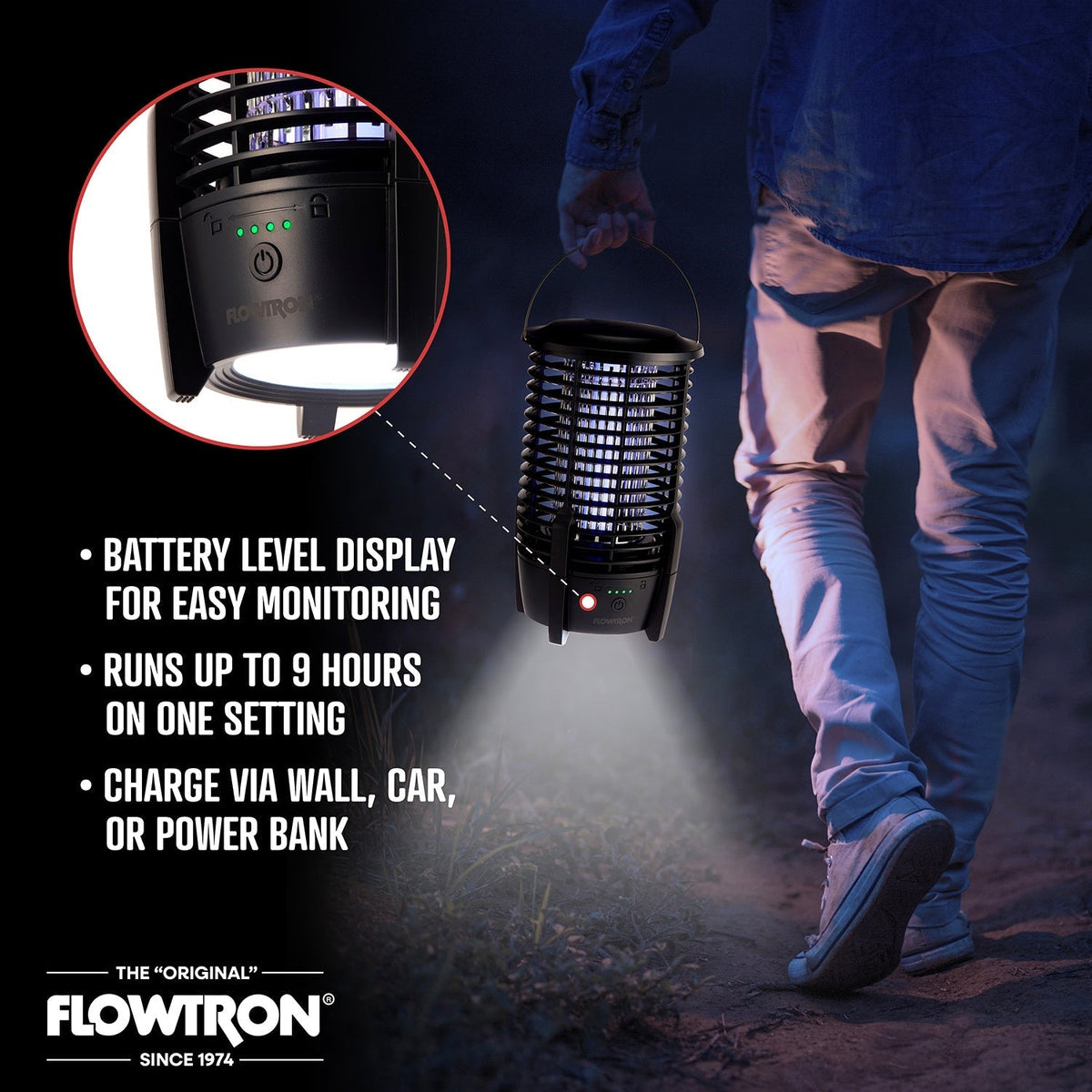 Rechargeable Bug Zapper Lamp with 2150 sq ft Coverage