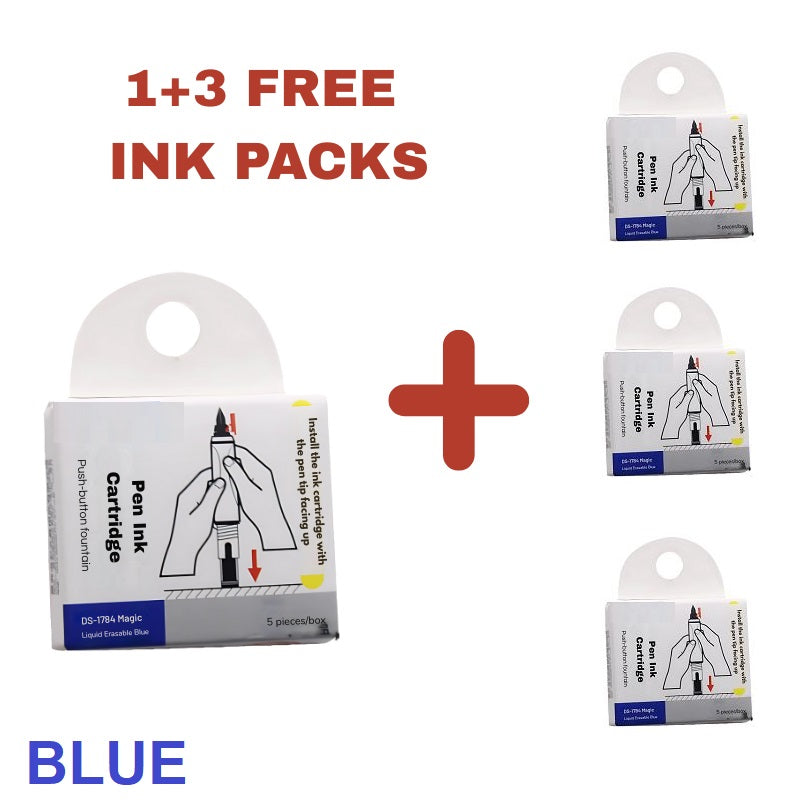 Retractable and Refillable Fountain Pen with Ink Cartridges