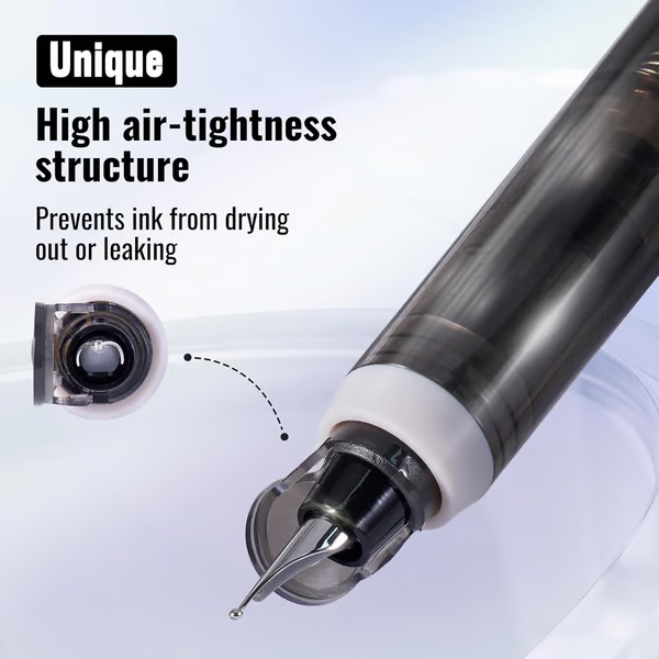 Retractable and Refillable Fountain Pen with Ink Cartridges