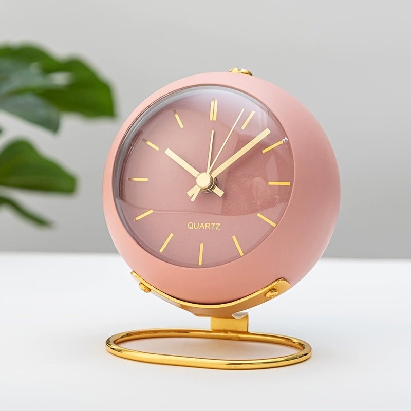 Retro Silent Alarm Clock – Vintage Metal Analog Clock with Night Light