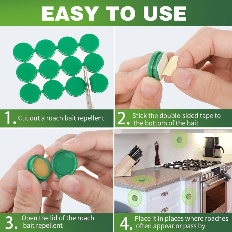 Roach Bait Discs with Enclosed Housing for Indoor Placement, 24-Pack