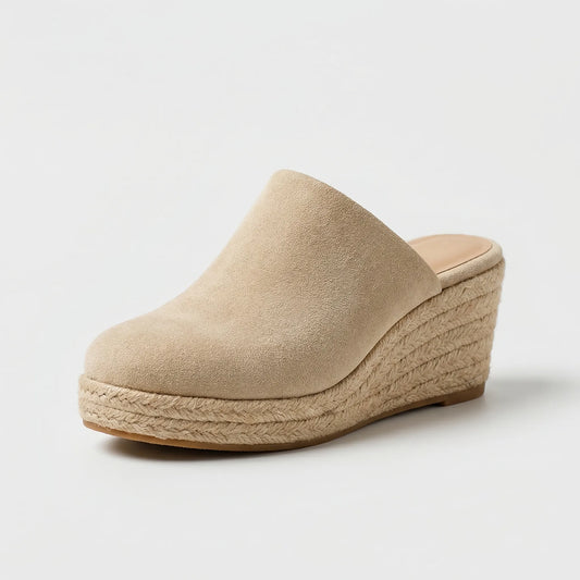 Round-Toe Slip-On Wedge Mules – Mary