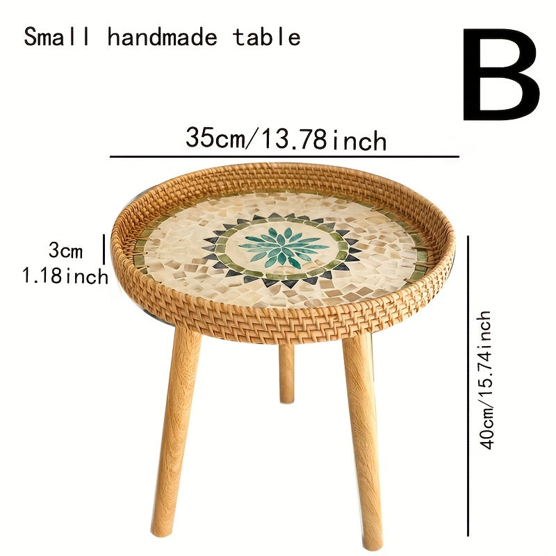 Scandinavian Rattan Side Table for Home
