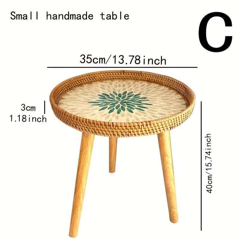 Scandinavian Rattan Side Table for Home