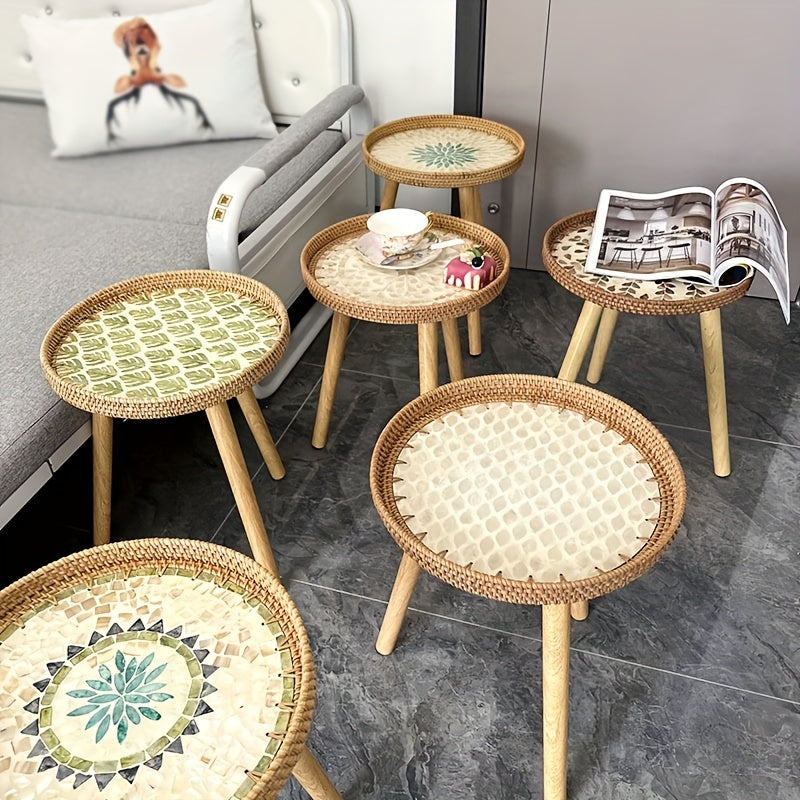 Scandinavian Rattan Side Table for Home
