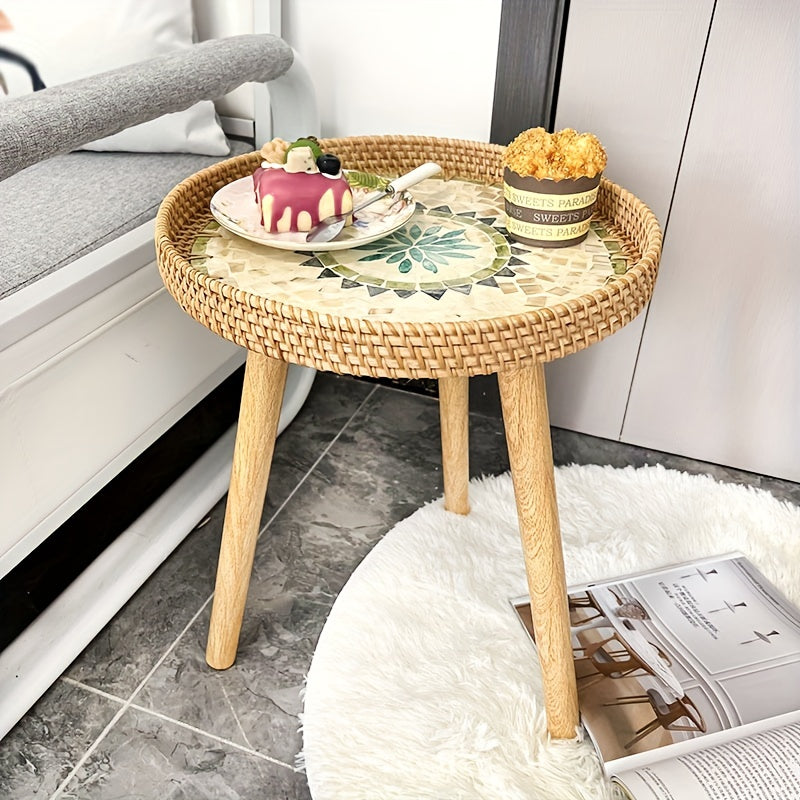 Scandinavian Rattan Side Table for Home