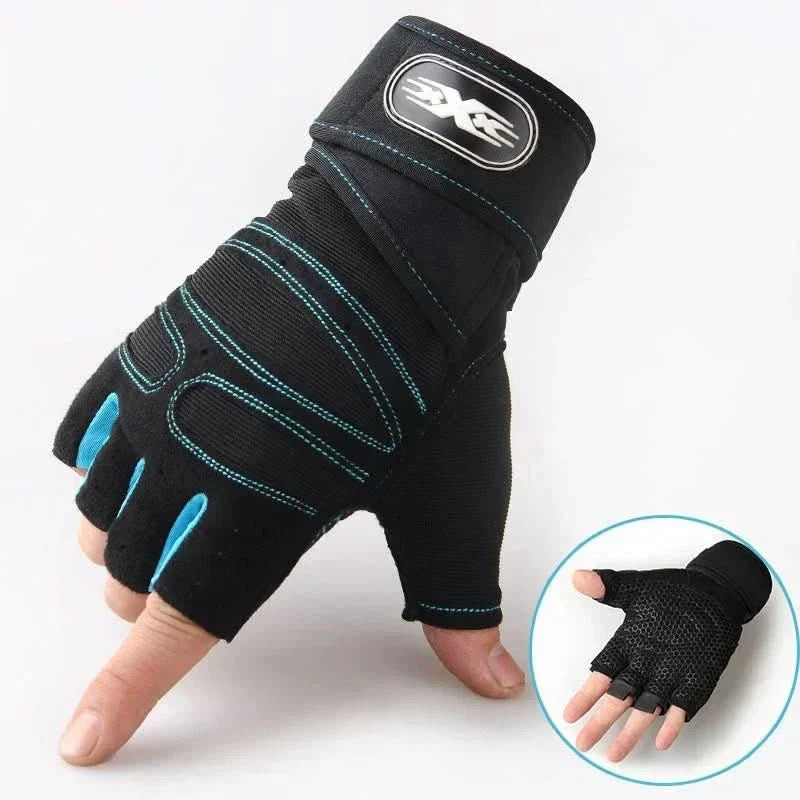 Shock-Absorbing Workout Gloves with Wrist Support for Weight Training, Fitness and Cycling