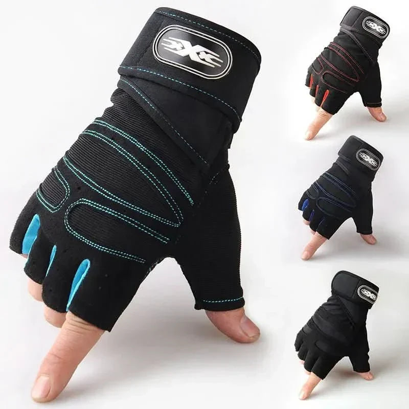 Shock-Absorbing Workout Gloves with Wrist Support for Weight Training, Fitness and Cycling