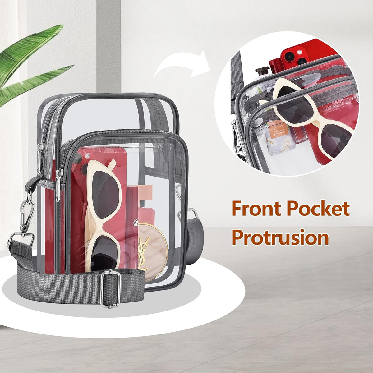 Small Transparent Handbag with Removable Strap