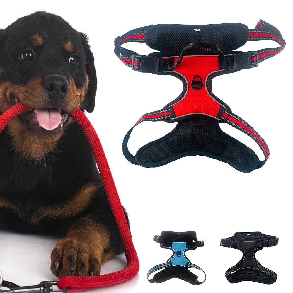 Soft Reflective Dog Harness - Durable & Waterproof - Red, Black, or Blue