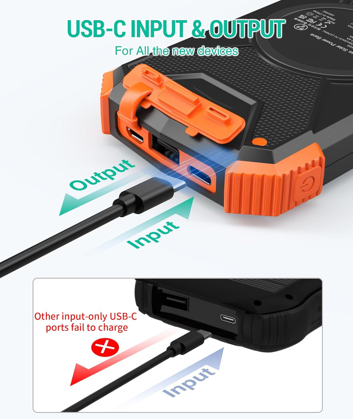 Solar Power Bank Emergency Battery IPX4