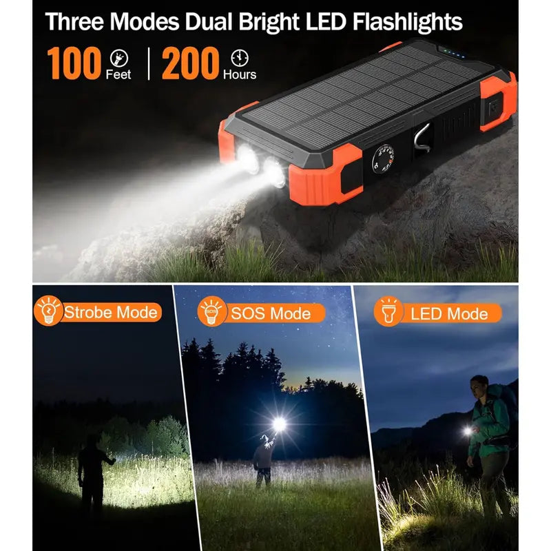 Solar Power Bank Emergency Battery IPX4