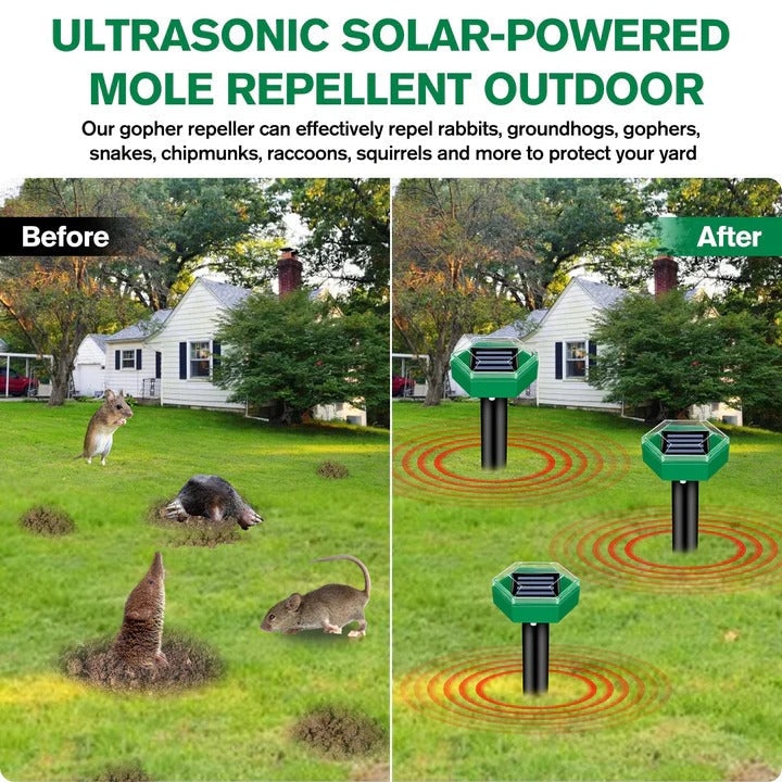 Solar Ultrasonic Mole Repeller - Pack of 4