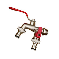 Stainless Steel Dual-Outlet Garden Tap – Rust-Resistant 2-Way Faucet with Quick Connector & Independent Valves