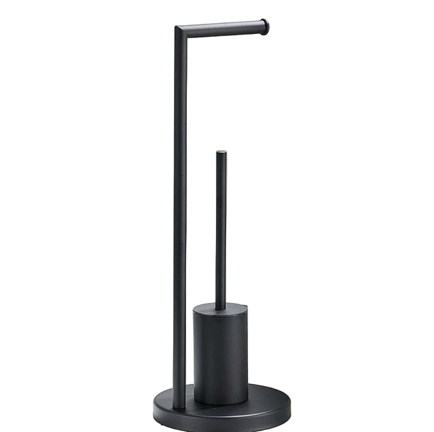 Toilet Roll Holder with Integrated Toilet Brush for Bathroom