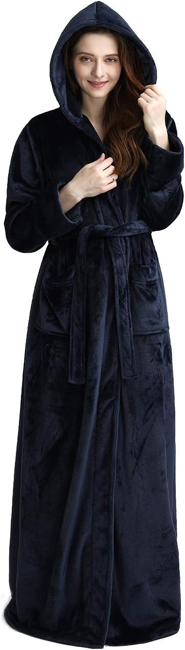 Unisex Fluffy Bathrobe with Hood, Warm & Soft