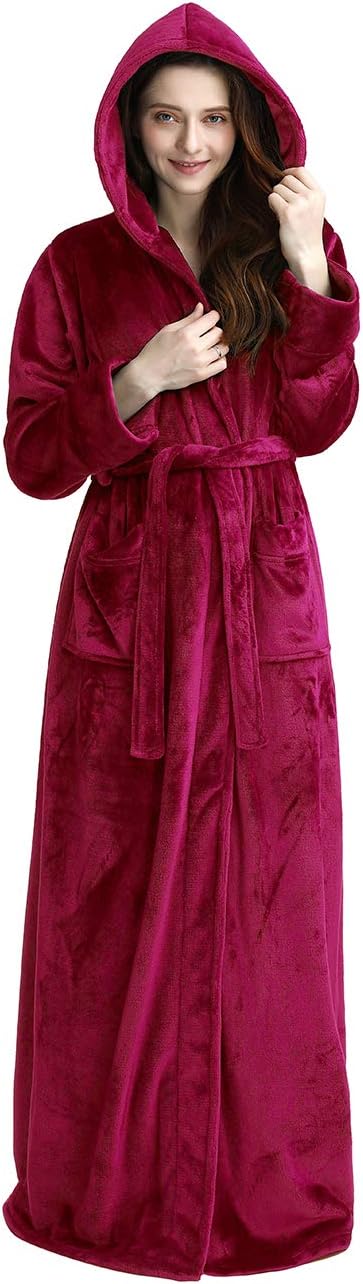 Unisex Fluffy Bathrobe with Hood, Warm & Soft