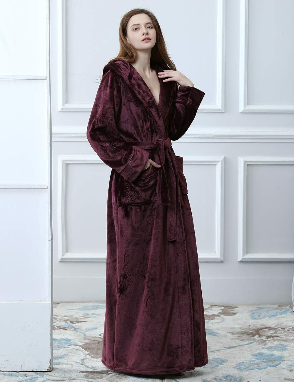 Unisex Fluffy Bathrobe with Hood, Warm & Soft