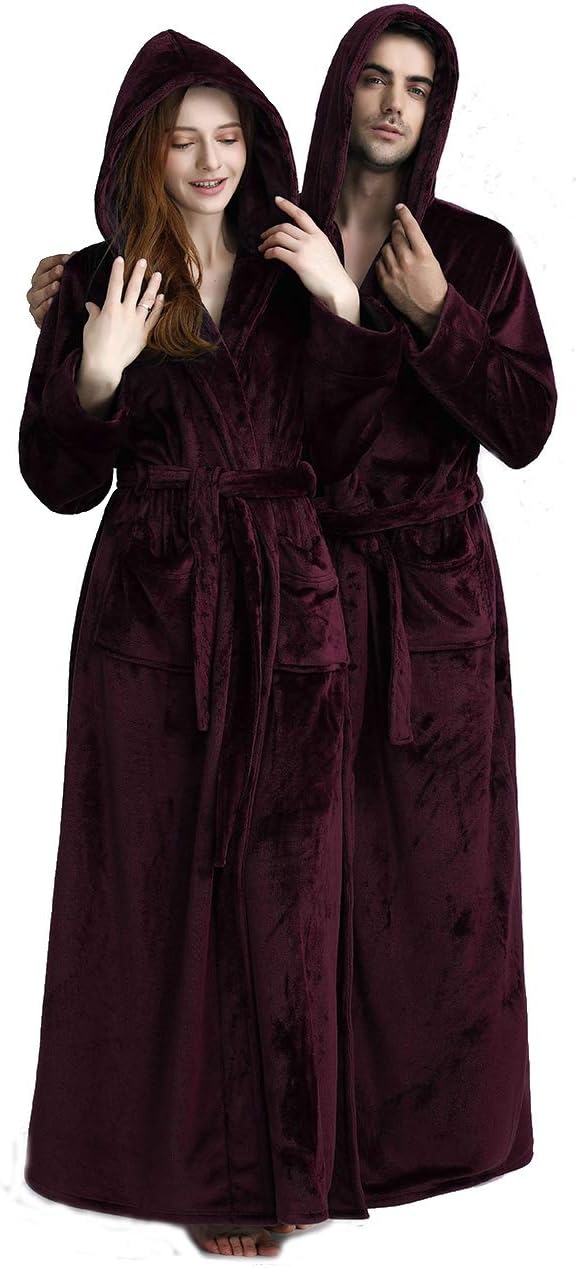 Unisex Fluffy Bathrobe with Hood, Warm & Soft