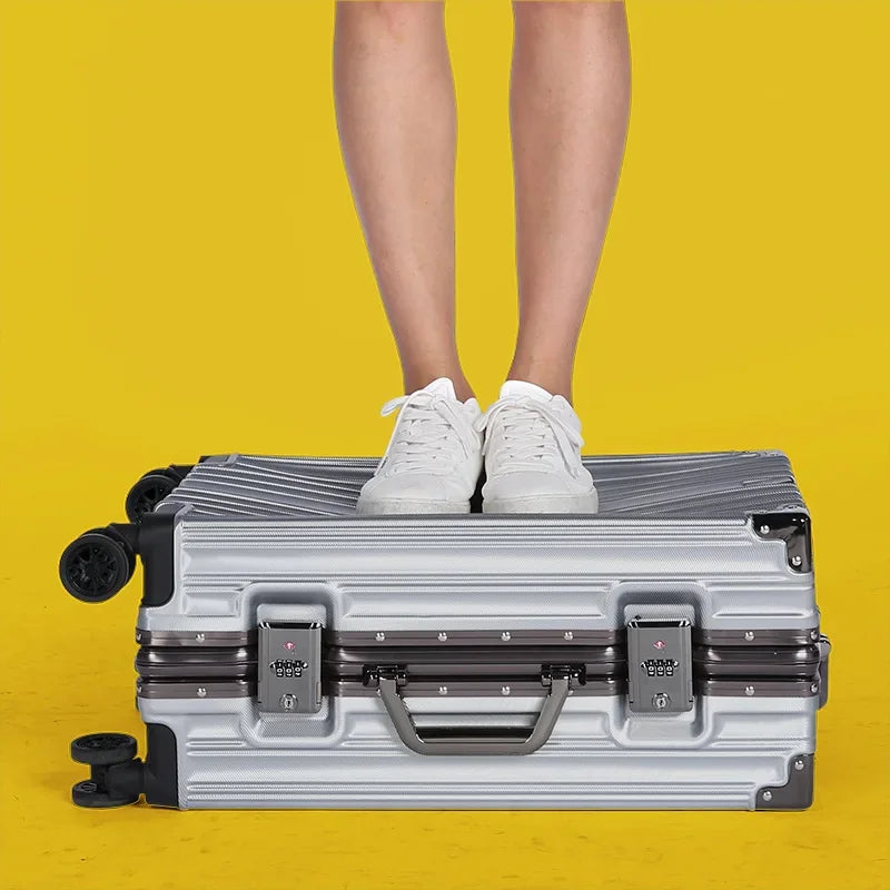 Unisex Hardshell Suitcase with Aluminum Frame and Secure Lock