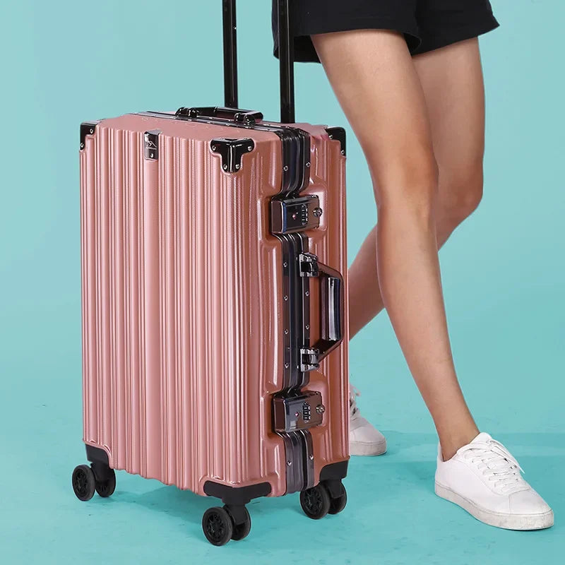 Unisex Hardshell Suitcase with Aluminum Frame and Secure Lock