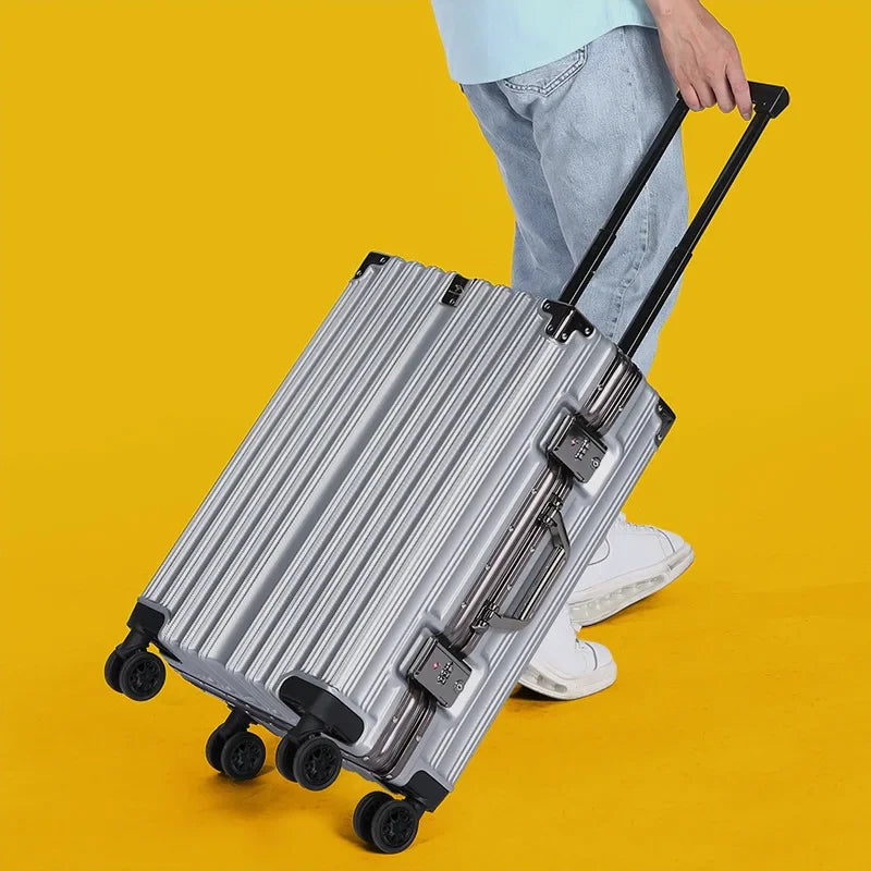 Unisex Hardshell Suitcase with Aluminum Frame and Secure Lock