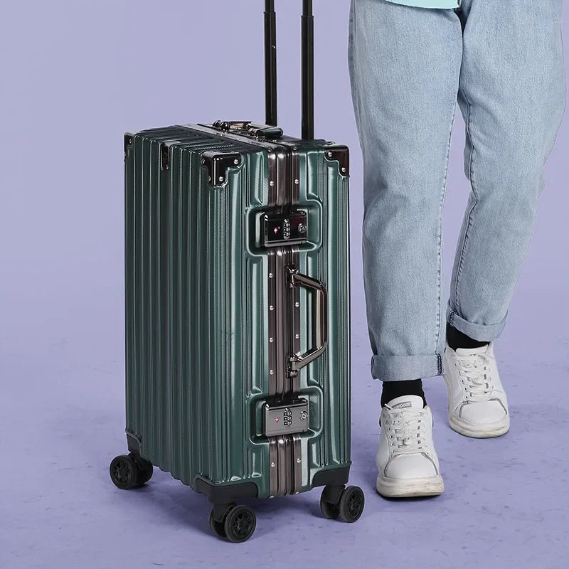 Unisex Hardshell Suitcase with Aluminum Frame and Secure Lock