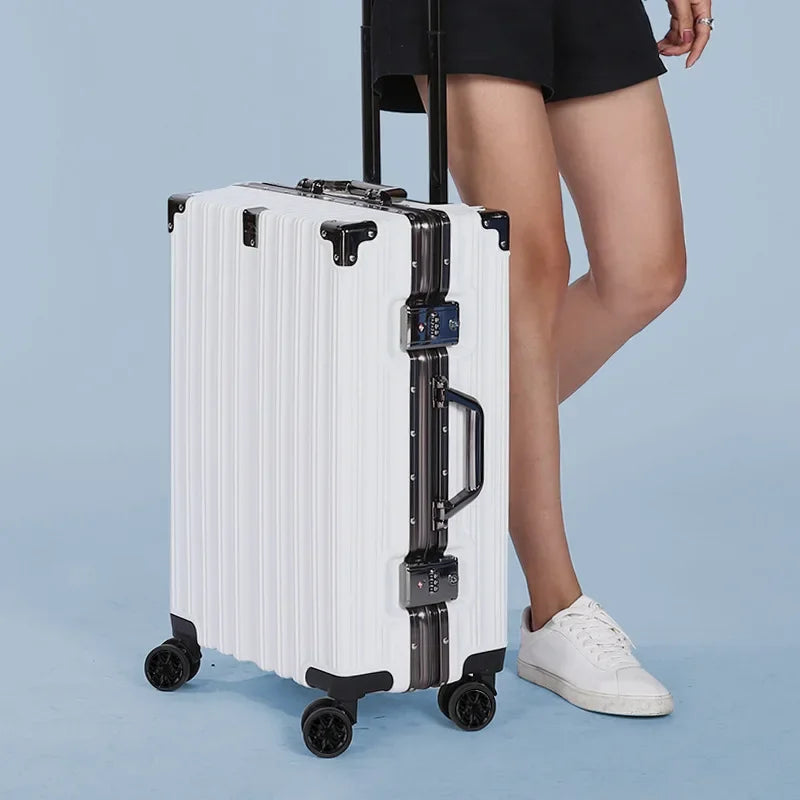 Unisex Hardshell Suitcase with Aluminum Frame and Secure Lock