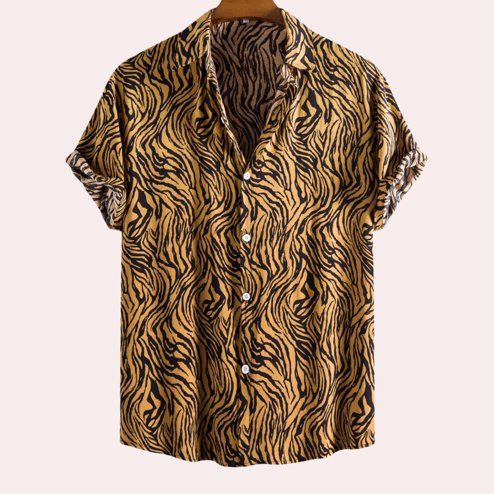 Unisex Tiger Print Shirt – Stylish Summer Button-Down