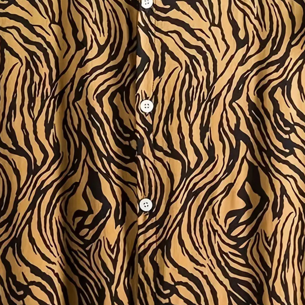 Unisex Tiger Print Shirt – Stylish Summer Button-Down