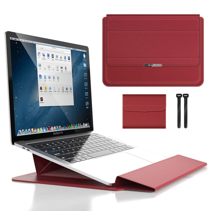 Unisex Waterproof Laptop Sleeve with Stand & Wrist Rest for Travel