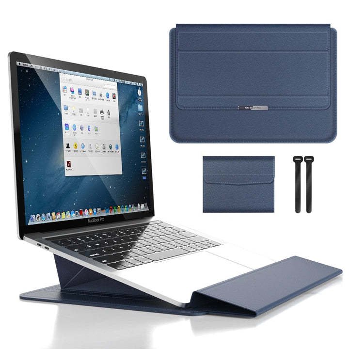 Unisex Waterproof Laptop Sleeve with Stand & Wrist Rest for Travel