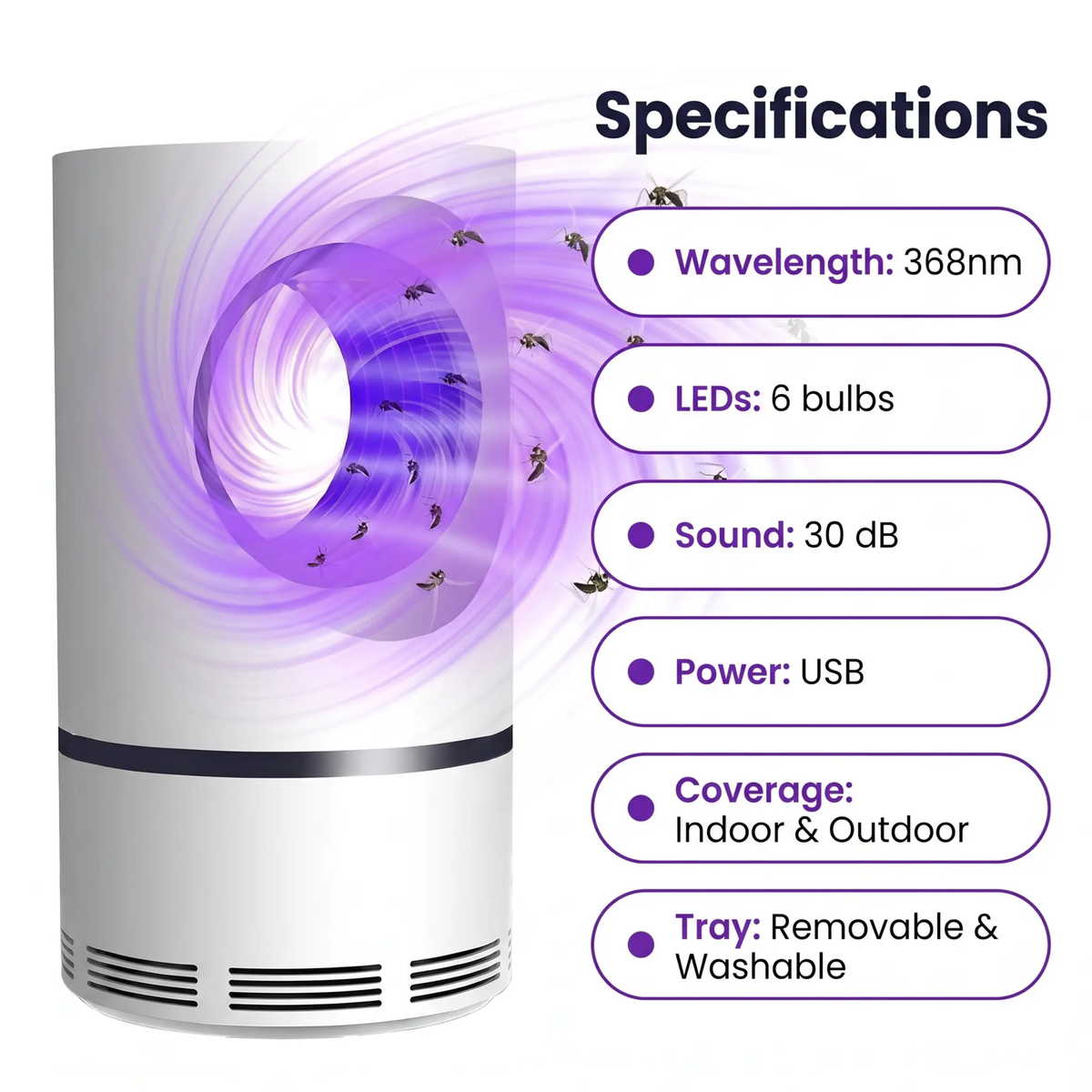 UV Light Insect Trap - Indoor/Outdoor Mosquito & Fly Killer