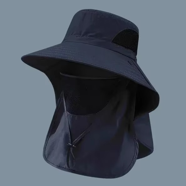 UV-Protection Outdoor Sun Hat with Wide Brim and Neck Flap for Hiking, Fishing, and Camping