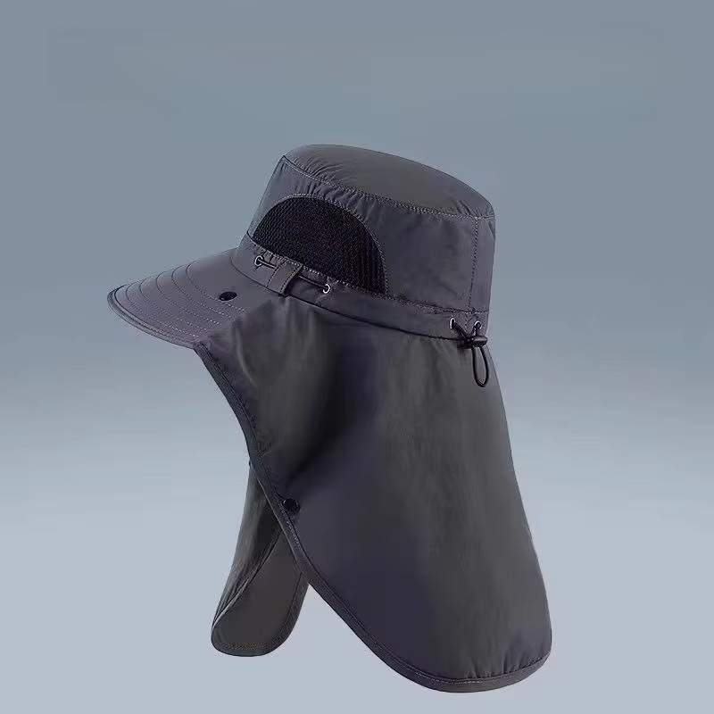 UV-Protection Outdoor Sun Hat with Wide Brim and Neck Flap for Hiking, Fishing, and Camping