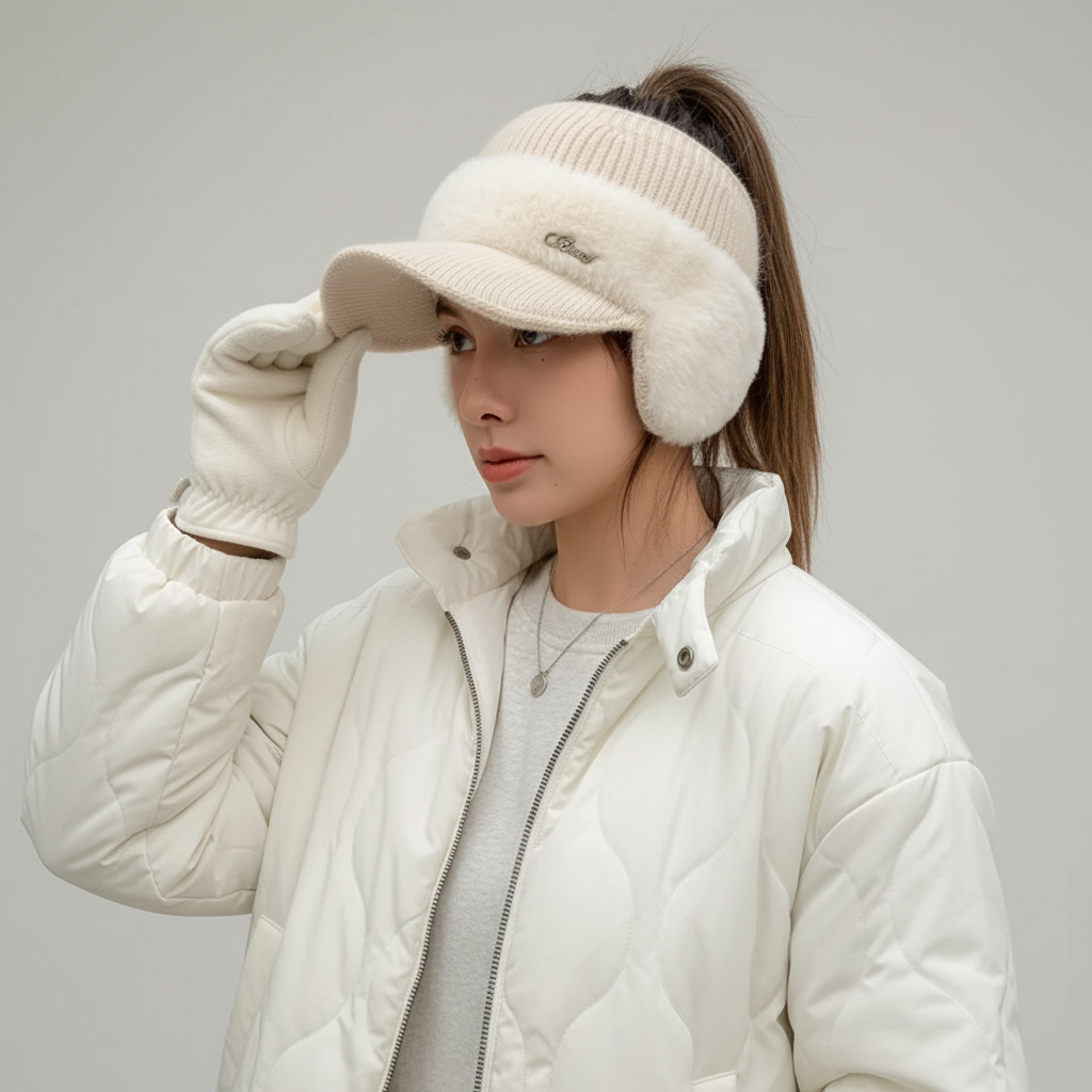 Visor Cap With Earflaps