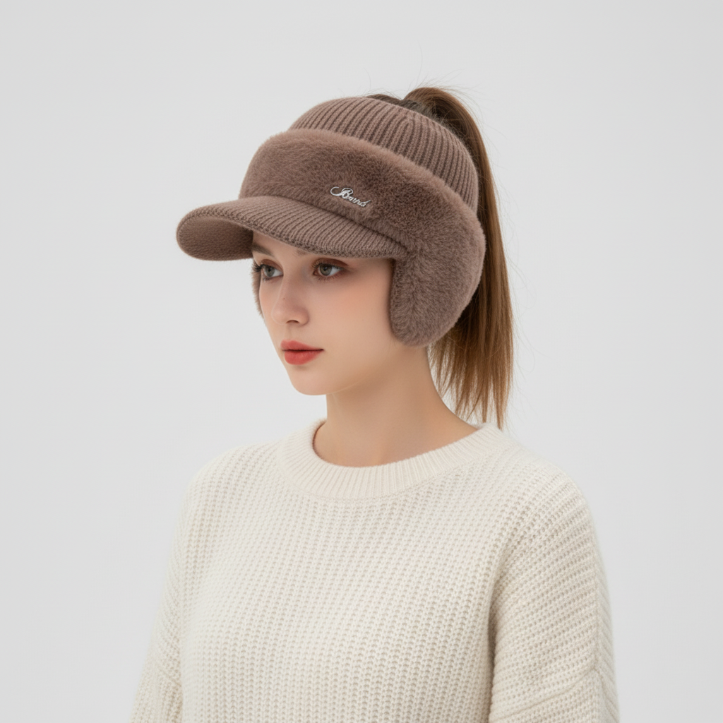 Visor Cap With Earflaps