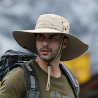 Water-Repellent Outdoor Summer Ranger Hat with Chin Strap