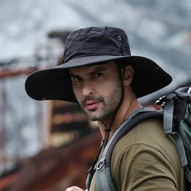 Water-Repellent Outdoor Summer Ranger Hat with Chin Strap