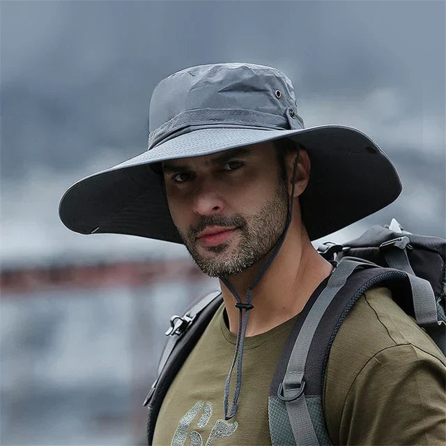 Water-Repellent Outdoor Summer Ranger Hat with Chin Strap