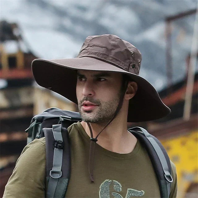 Water-Repellent Outdoor Summer Ranger Hat with Chin Strap