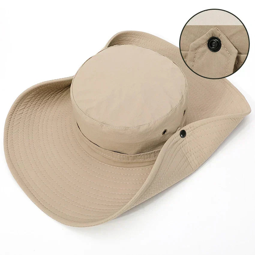 Water-Repellent Outdoor Summer Ranger Hat with Chin Strap