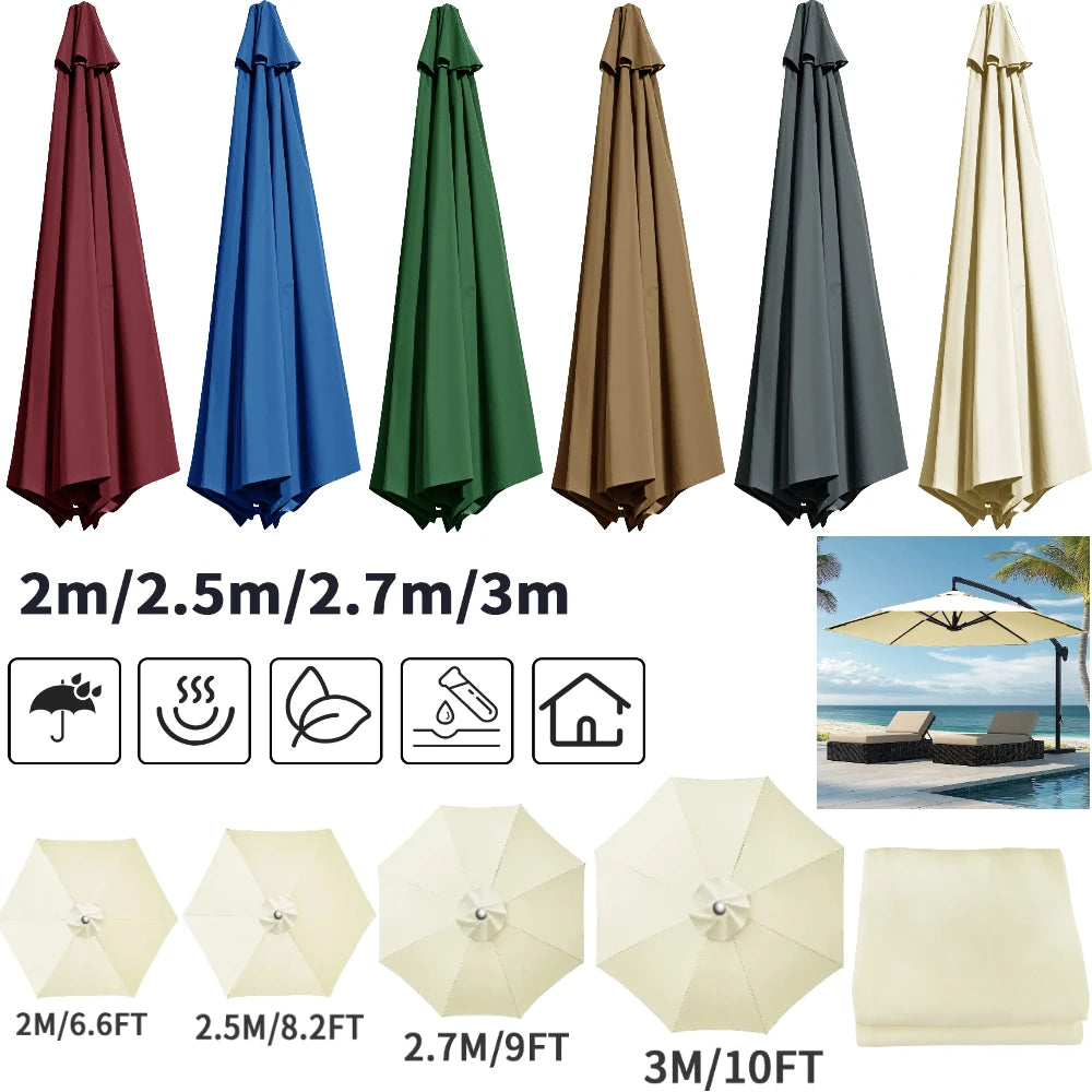 Water-Repellent Parasol Canopy for 6/8-Rib Umbrellas with Air Vent