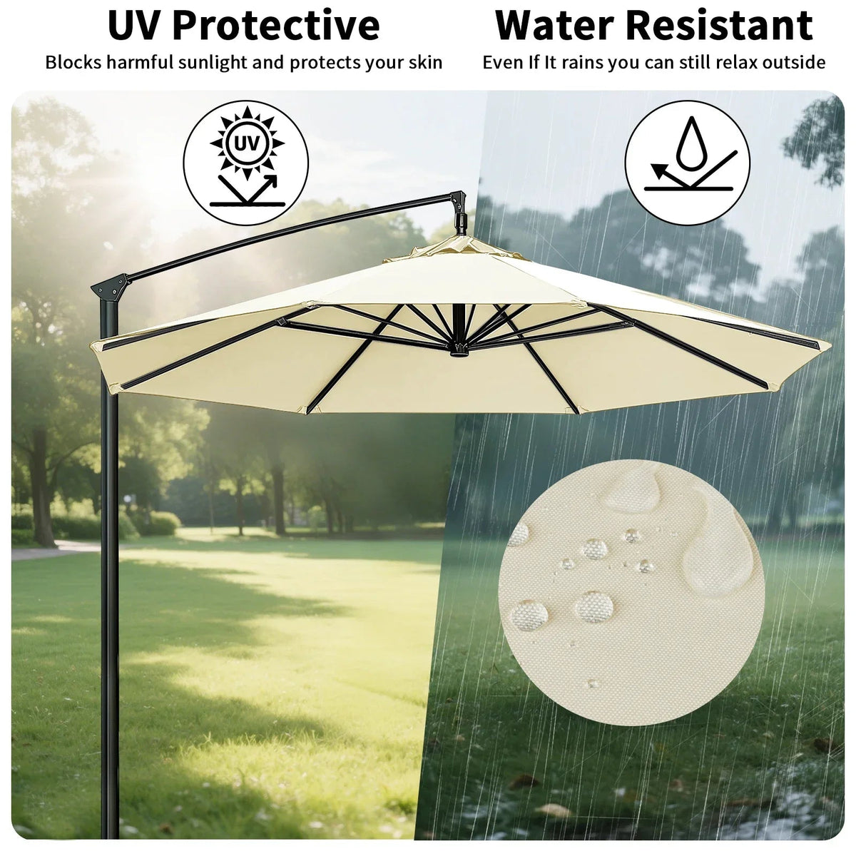 Water-Repellent Parasol Canopy for 6/8-Rib Umbrellas with Air Vent