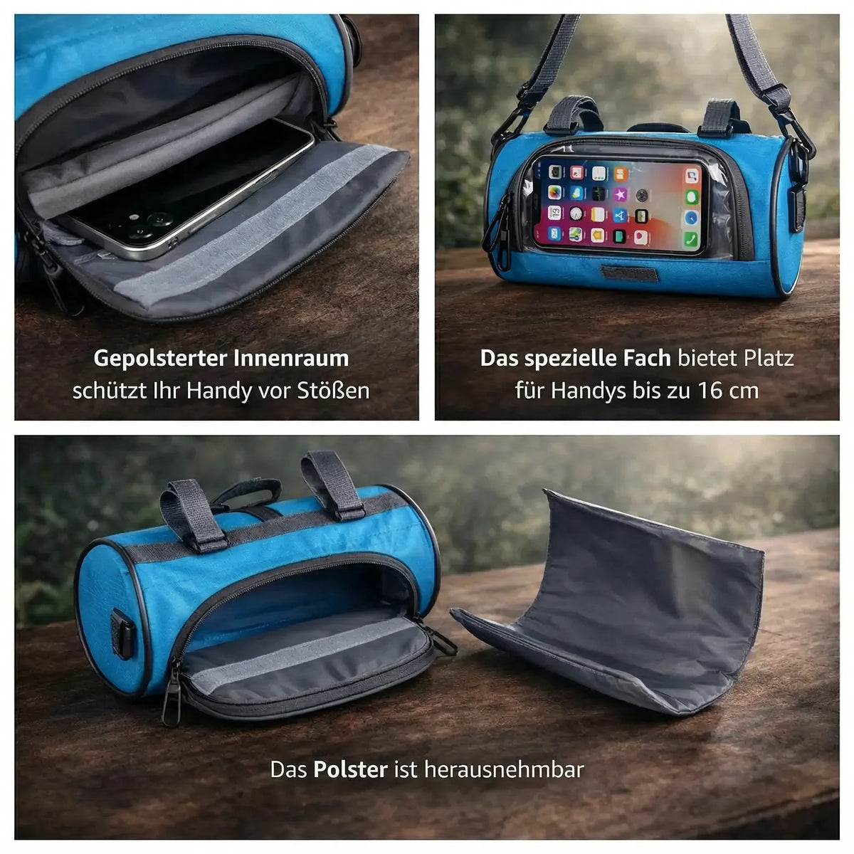 Waterproof Bicycle Handlebar Bag with Touchscreen