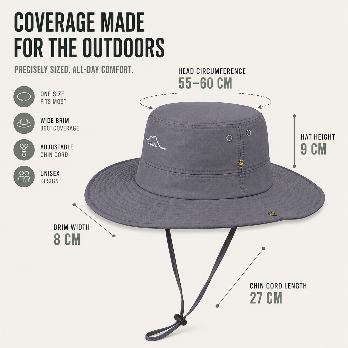 Wide-Brim Waterproof Outdoor Hat