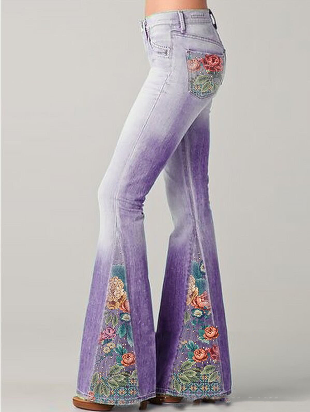 Wide-Leg Pants with Fashionable Floral Print - Luna